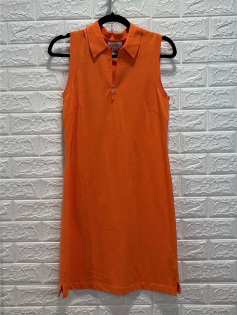 Sleeveless Collared Swim Cover-Up Dress in Orange size 10 58% linen - Picture 3 of 13